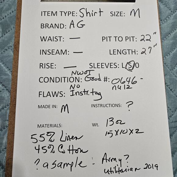 AG Adriano Goldschmied Brown Utilitarian Women's Linen Blend Shirt NWOT Size M - Picture 7 of 7